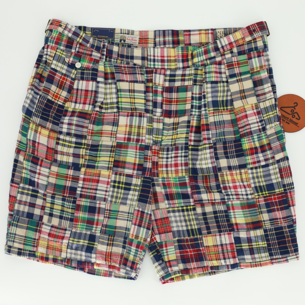 POLO RALPH LAUREN AUTHENTIC INDIA MADRAS PLAID PATCHWORK‎ SHORTS